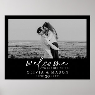 Mariage de script moderne Affiche de bienvenue ave