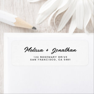 Mariage de script noir moderne Adresse de retour