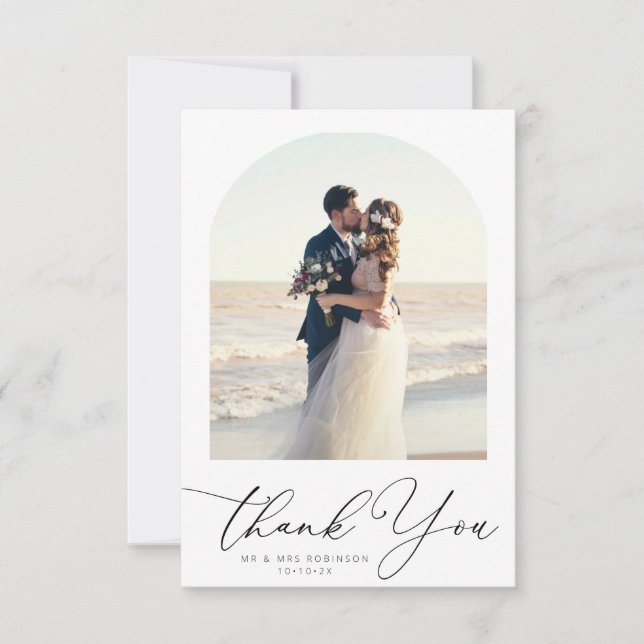 mariage de script noir tendance photo merci (Devant)