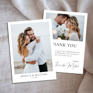 Mariage de script photo moderne Carte de remerciem