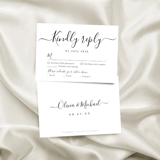 Mariage de script simple et élégant moderne RSVP (Modern simple elegant script wedding RSVP)