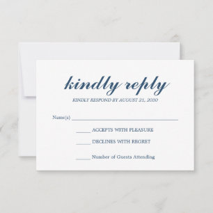 Mariage de script simple et élégant RSVP Midnight 