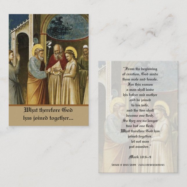 Mariage de St. Joseph & Mary Cartes saintes (Devant / Derrière)