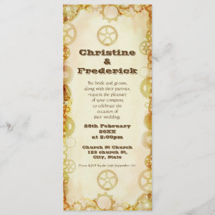 Mariage de Steampunk, 4"" invitation x9.25