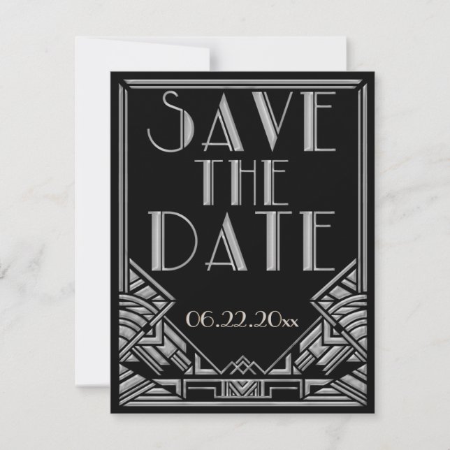 Mariage de style Art déco, Save the Date (Devant)