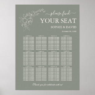 Mariage de tableau de 12 places vert minimal