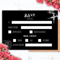 Mariage de tatouage crâne noir et blanc RSVP