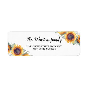 Mariage de tournesol Adresse de retour personnalis