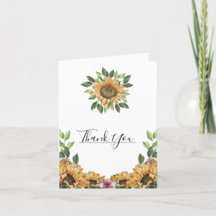 Mariage de tournesol Boho Carte de remerciements p
