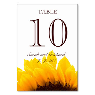 Mariage de tournesol Brown jaune Carte Numéro de t