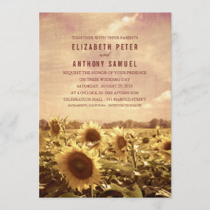 Mariage de tournesol d'automne Invitations Vintage