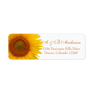 Mariage de tournesol jaune Adresse de retour Label