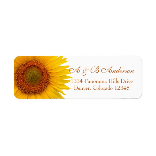 Mariage de tournesol jaune Adresse de retour Label (Devant)