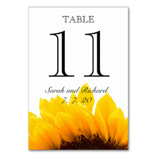 Mariage de tournesol jaune noir Carte Numéro de ta