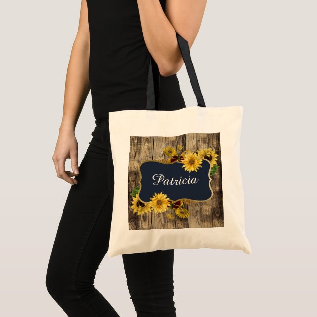Mariage de tournesol rustique ajouter un nom Sac f (Devant (produit))