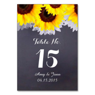 Mariage de tournesol rustique numéros de table sun
