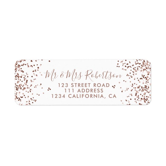 mariage de typographie blanche confetti d'or rose (Devant)