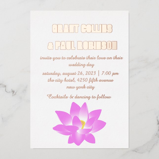 Mariage de typographie d'or Foil Invitation (Recto)