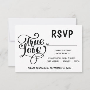 Mariage de typographie RSVP noir et blanc Amour Fê
