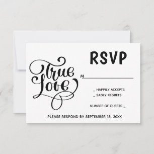 Mariage de typographie RSVP noir et blanc Amour Fê