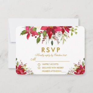 Mariage de vacances Poinsettia Floral Gold RSVP