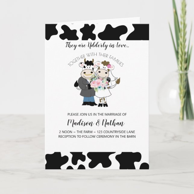 Mariage de vache âgé dans l'amour carte Invitation (Devant)