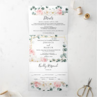 Mariage de verdure florale Invitations à trois vol