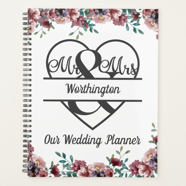 Mariage de verdure florale rose monogramme (Devant)