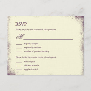 Mariage de vignobles rustiques RSVP avec menu - Vi