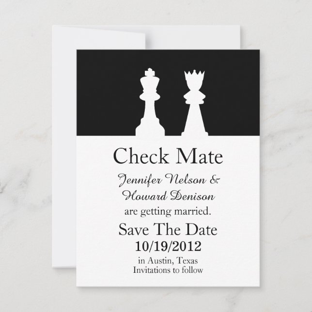 Mariage D'Échecs Enregistrer La Date Faire-part (Devant)