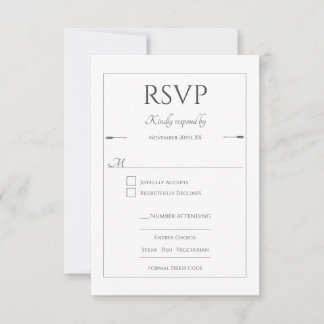 Mariage des flèches minimalistes | Carte RSVP blan