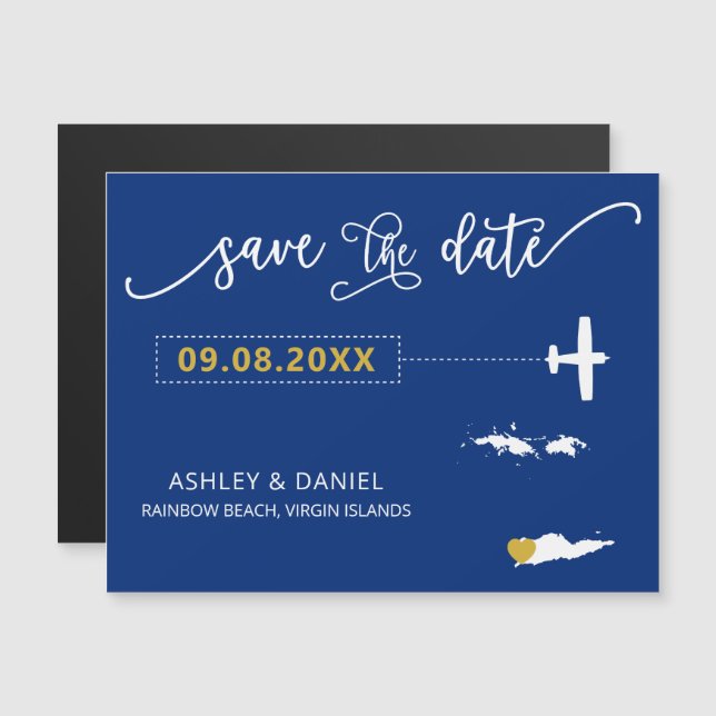 Mariage des îles Vierges Enregistrer la carte de d (Devant / Derrière)