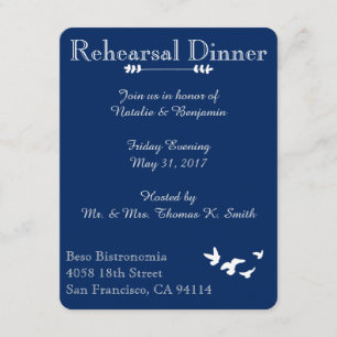 Mariage des oiseaux côtiers   Invitation du dîner 