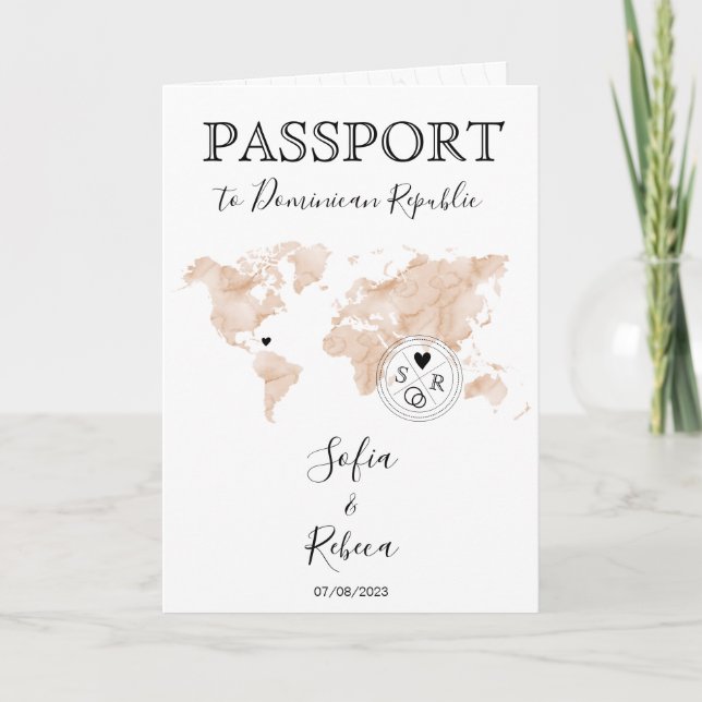 Mariage Destination Passeport Carte du monde Deux  (Devant)