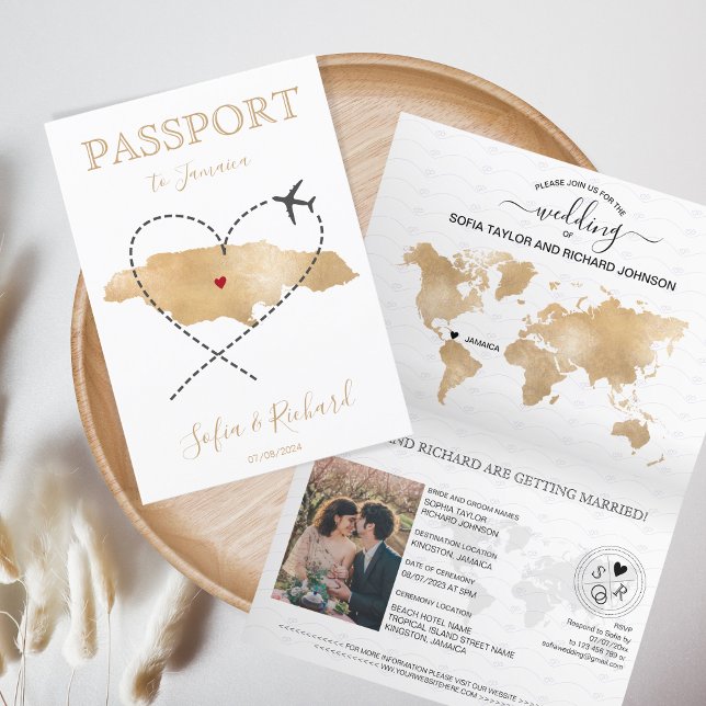 Mariage Destination Passeport Jamaïque Carte Code  (Créateur téléchargé)