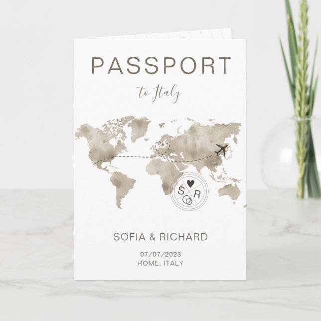 Mariage Destination Passport Carte du monde Voyage (Devant)