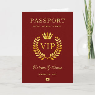 Mariage Destination Red Passport Carte du monde VI