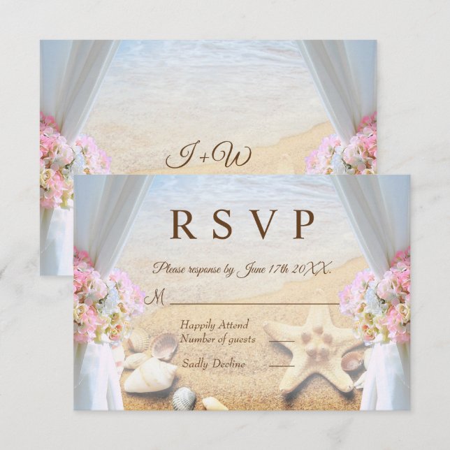 Mariage d'été de plage Tropical Starfish Carte RSV (Devant / Derrière)