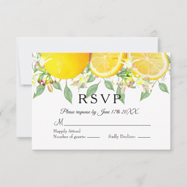 Mariage d'été moderne Lemon Boho RSVP (Devant)