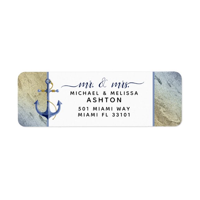 mariage d'événement #Nautical Blue & Gold Watercol (Devant)