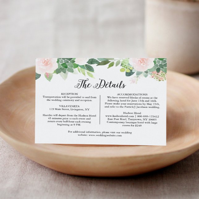 MARIAGE DEVON Succulent Détails Carte de boîtier (Créateur téléchargé)