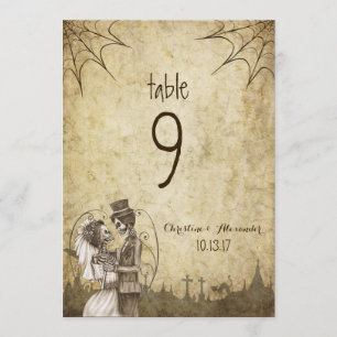 Mariage d'Halloween Numéro de table Couple de sque