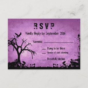 Mariage d'Halloween RSVP avec arbre éffrayant et c