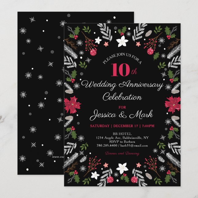 Mariage d'hiver Anniversaire Fête Cartes d'invitat (Devant / Derrière)