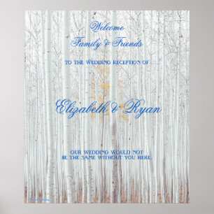 Mariage d'hiver, Birch blanc, affiche de bienvenue