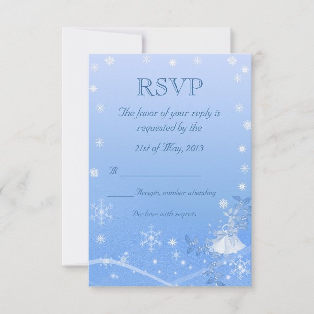 Mariage d'hiver bleu et blanc RSVP (Devant)