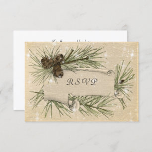 Mariage d'hiver, Cônes de pin, Faire-part de maria