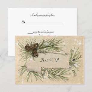 Mariage d'hiver, cônes de pin, invitation de maria