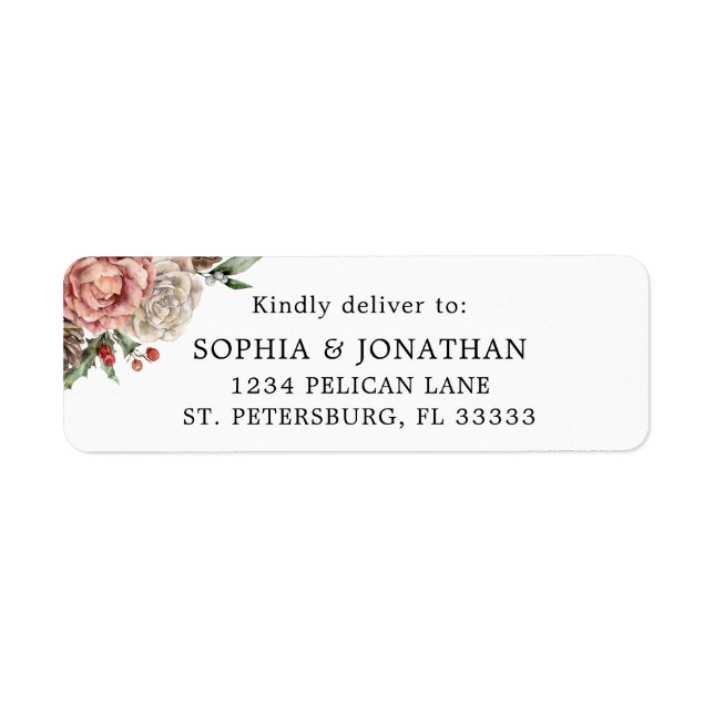 Mariage d'hiver Floral RSVP réponse (Devant)