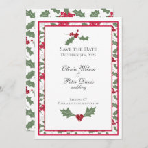 Mariage d'hiver Holly Enregistrer la carte de date